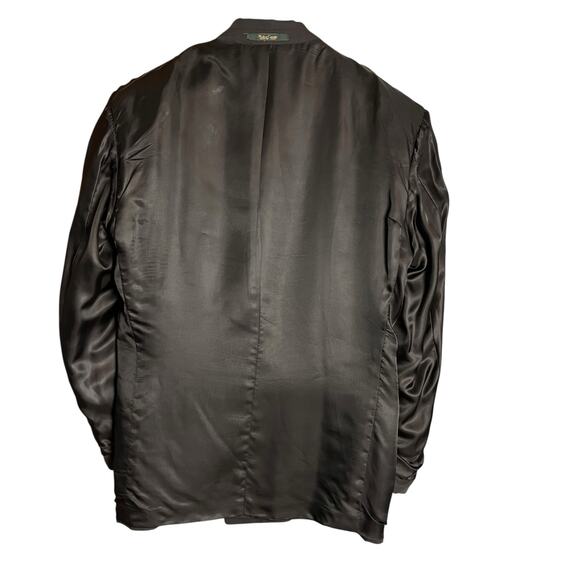 Franco Tassi Wool Double Breasted Navy Blue Pinstripe Jacket 35R Career Flawed - Picture 7 of 12